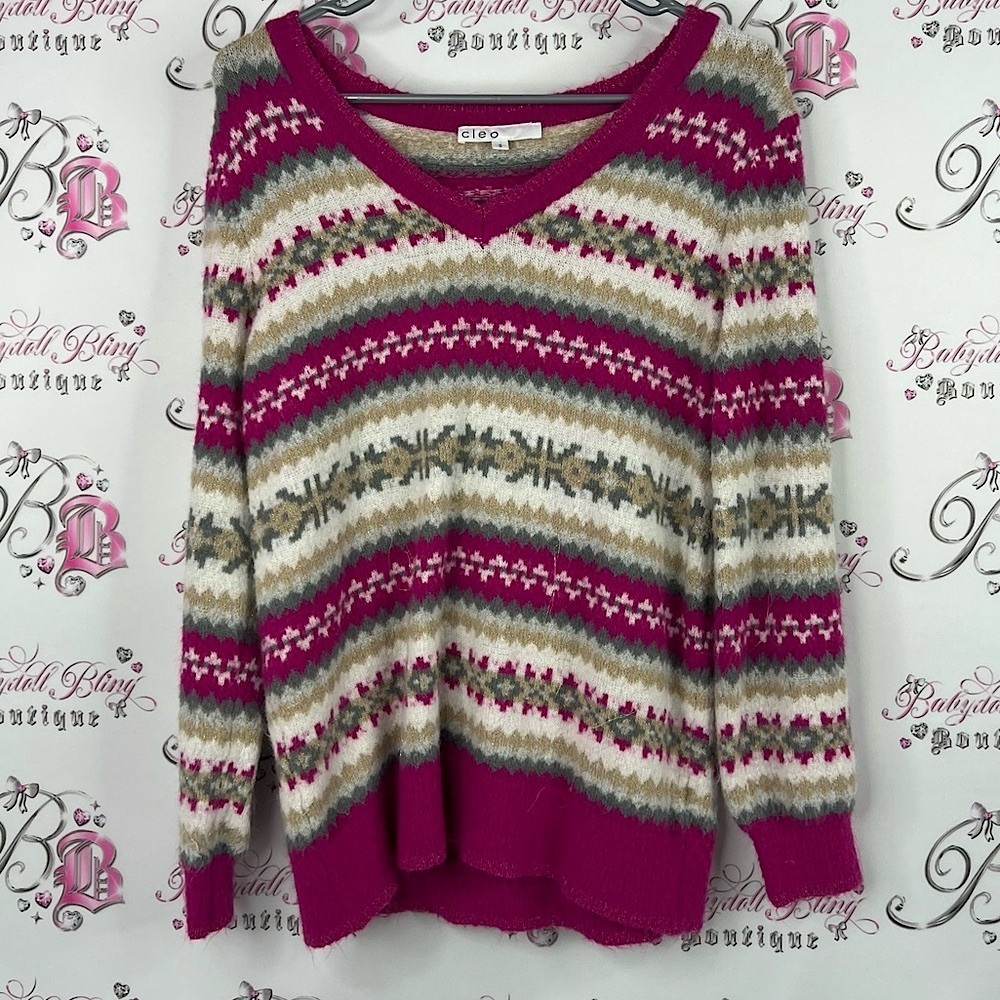 Cleo sweater Vneck sparkly gold stripes striped Multicolor V-Neck Sweater